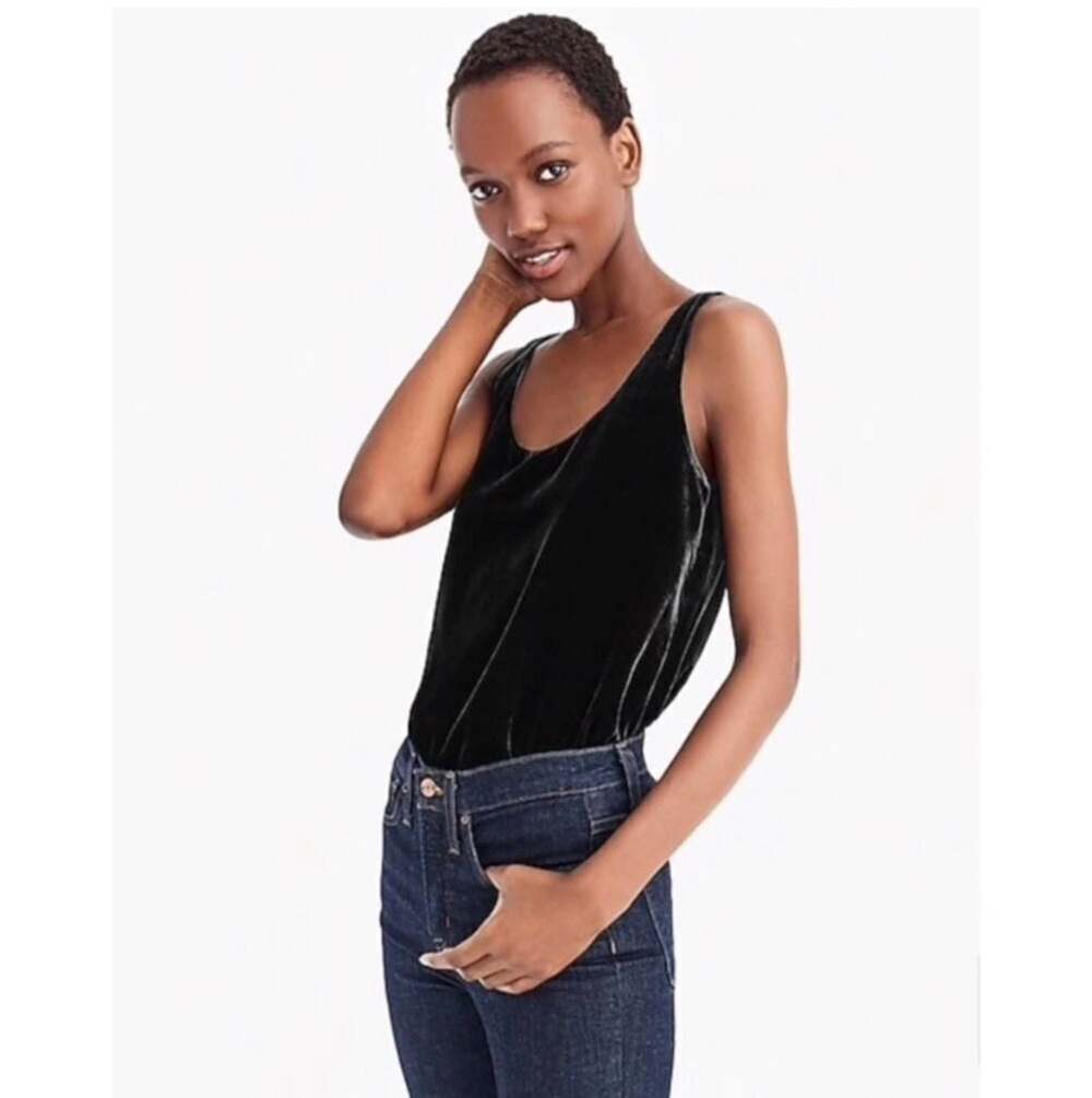 J. Crew Black Velvet Boxy Tank Top